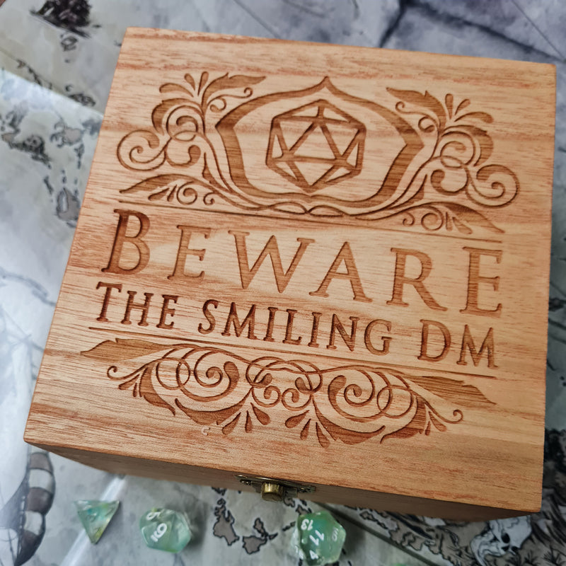 Beware the smiling DM Trinket or  Dice Box - Felted - CRITIT
