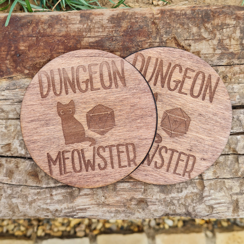 Dungeon Meowster Set of 2 Coasters - CRITIT