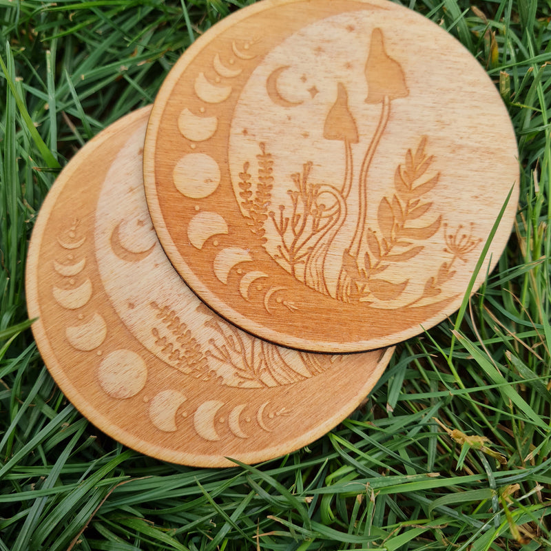 Moon Mushroom Set of 2 Coasters - CRITIT