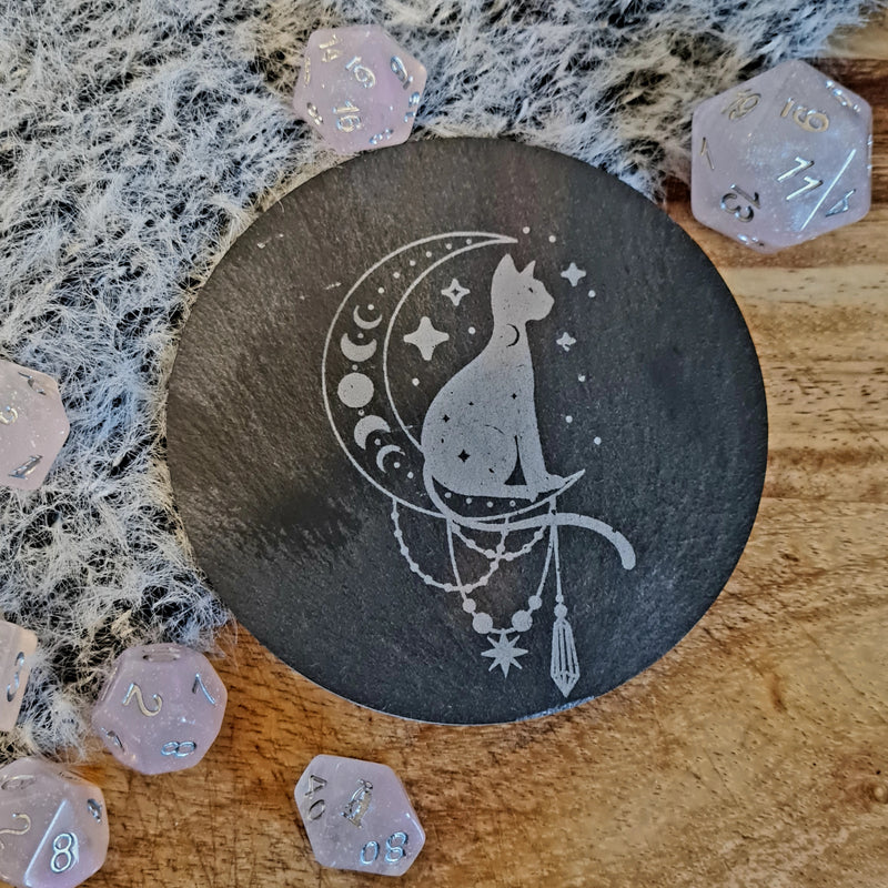 Moon Cat and Jewels Slate coaster - CRITIT