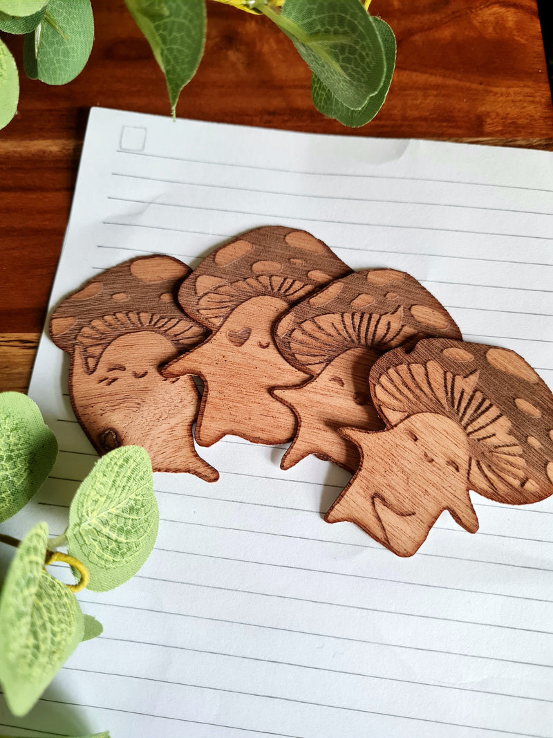 Happy Mushroom Wooden Stickers