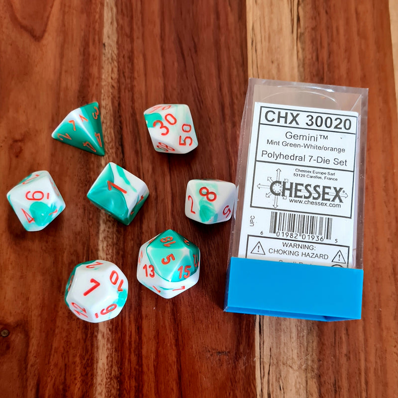 Chessex Gemini Mint Green White Orange CHX30020